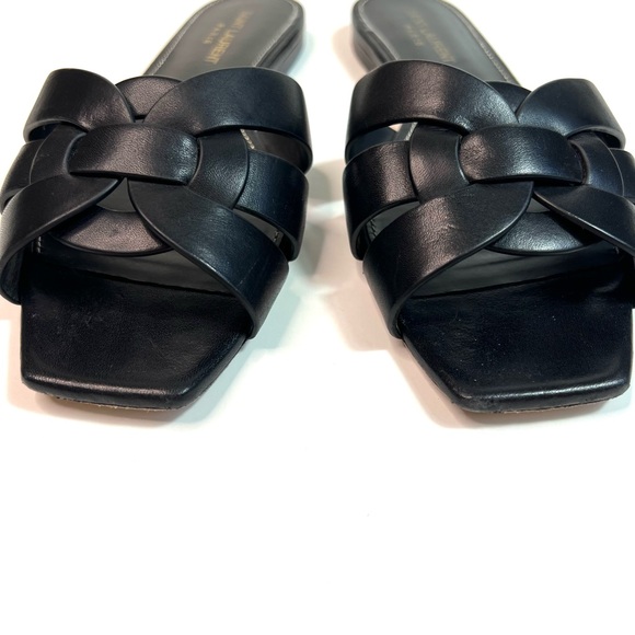 SAINT LAURENT Tribute Woven Leather Sandal Slides Black Size EU 38 - US 8 - Picture 6 of 15